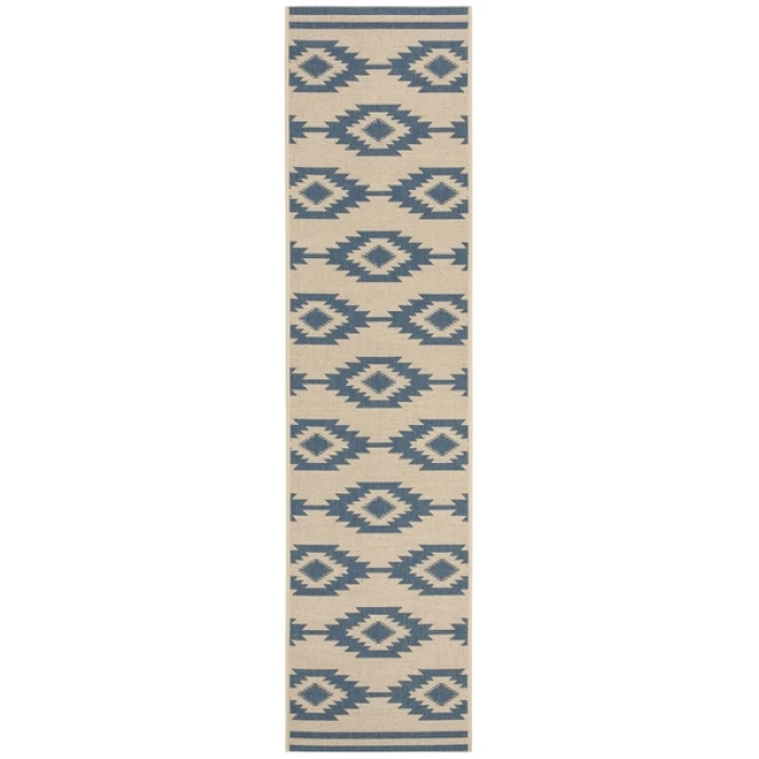 Safavieh Beach House BHS171 Blue / Creme 2'-2" X 12' Runner Area Rug