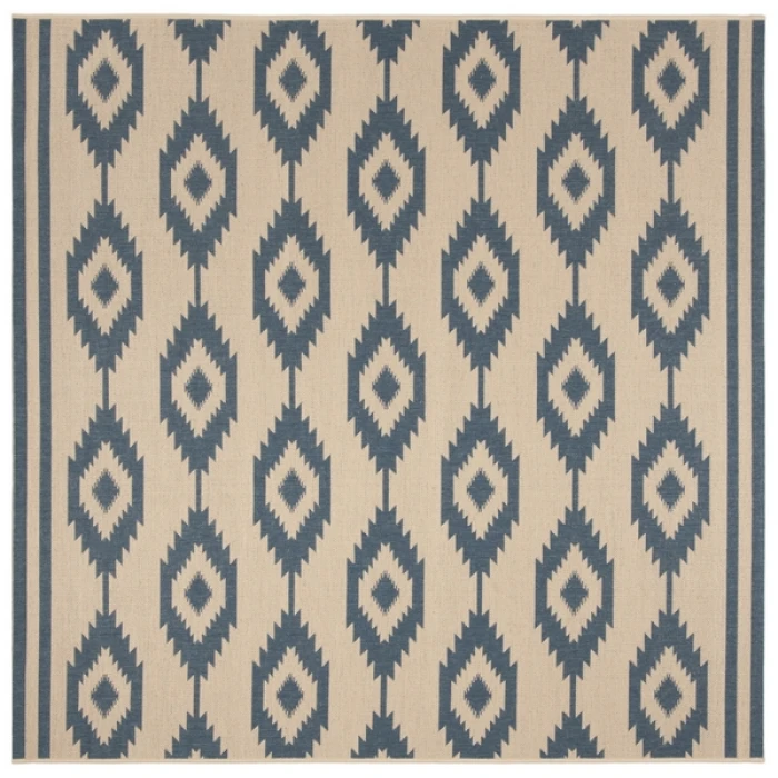 Safavieh Beach House BHS171 Blue / Creme 6'-7" X 6'-7" Square Area Rug