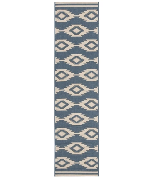 Safavieh Beach House BHS171 Cream / Blue 2'-2" X 6' Runner Area Rug