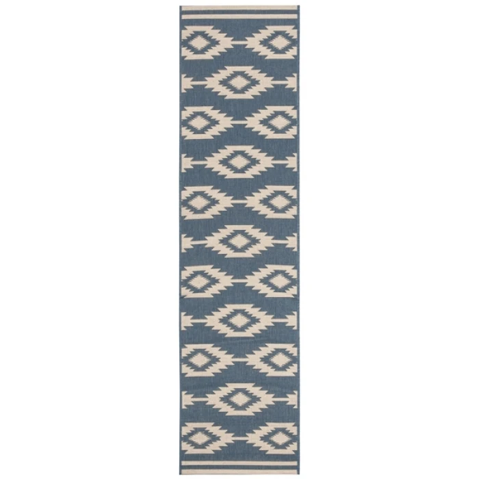 Safavieh Beach House BHS171 Cream / Blue 2'-2" X 12' Runner Area Rug