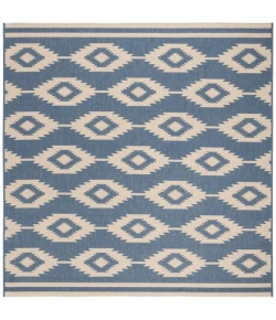 Safavieh Beach House BHS171 Cream / Blue 6'-7" X 6'-7" Square Area Rug