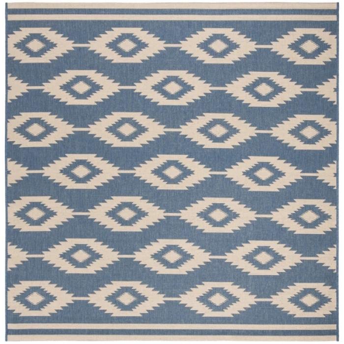 Safavieh Beach House BHS171 Cream / Blue 6'-7" X 6'-7" Square Area Rug