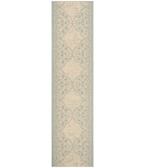 Safavieh Beach House BHS174 Aqua / Cream 2'-2" X 8' Runner Area Rug