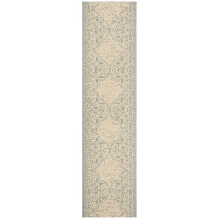 Safavieh Beach House BHS174 Aqua / Cream 2'-2" X 12' Runner Area Rug