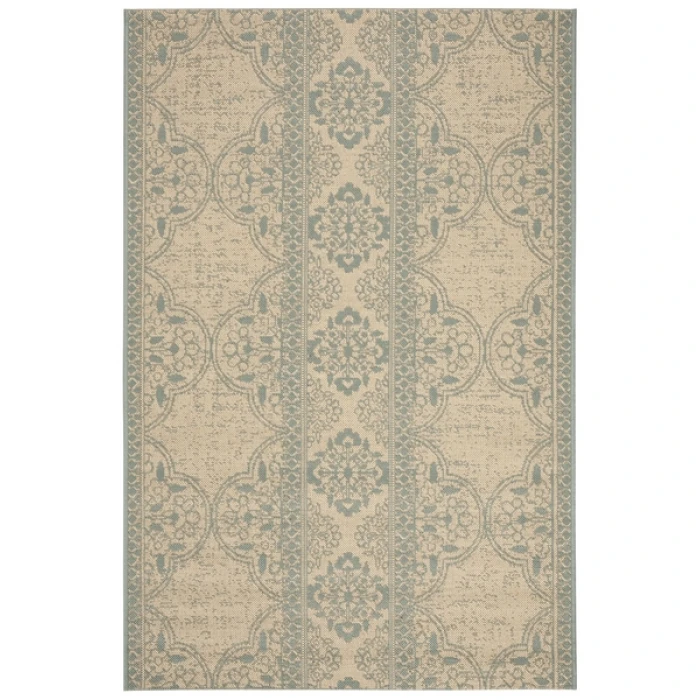 Safavieh Beach House BHS174 Aqua / Cream 4' X 6' Rectangle Area Rug