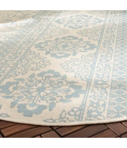 Safavieh Beach House BHS174 Aqua / Cream 8' X 8' Round Area Rug