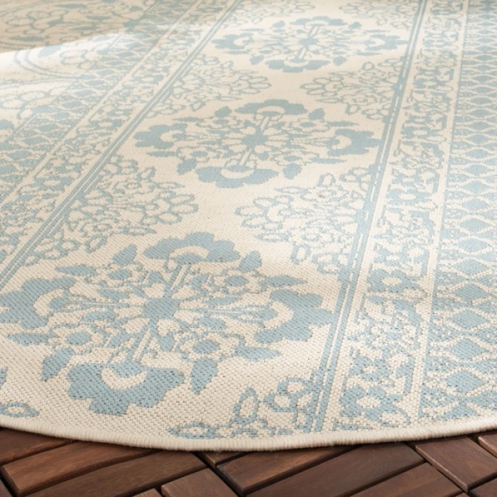 Safavieh Beach House BHS174 Aqua / Cream 4' X 6' Rectangle Area Rug