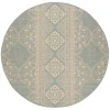 Safavieh Beach House BHS174 Cream / Aqua 8' X 8' Round Area Rug
