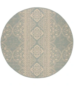 Safavieh Beach House BHS174 Cream / Aqua 4' X 4' Round Area Rug