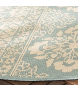 Safavieh Beach House BHS174 Cream / Aqua 4' X 4' Round Area Rug