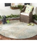 Safavieh Beach House BHS174 Cream / Aqua 4' X 4' Round Area Rug