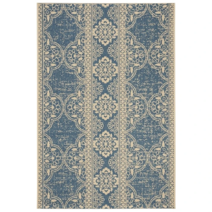 Safavieh Beach House BHS174 Cream / Blue 4' X 6' Rectangle Area Rug