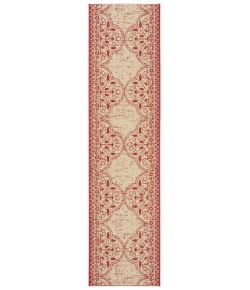 Safavieh Beach House BHS174 Red / Creme 2'-2" X 6' Runner Area Rug