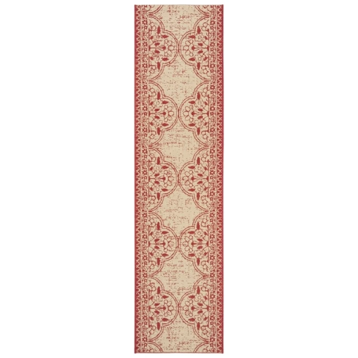 Safavieh Beach House BHS174 Red / Creme 2'-2" X 12' Runner Area Rug