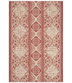 Safavieh Beach House BHS174 Red / Creme 4' X 4' Square Area Rug
