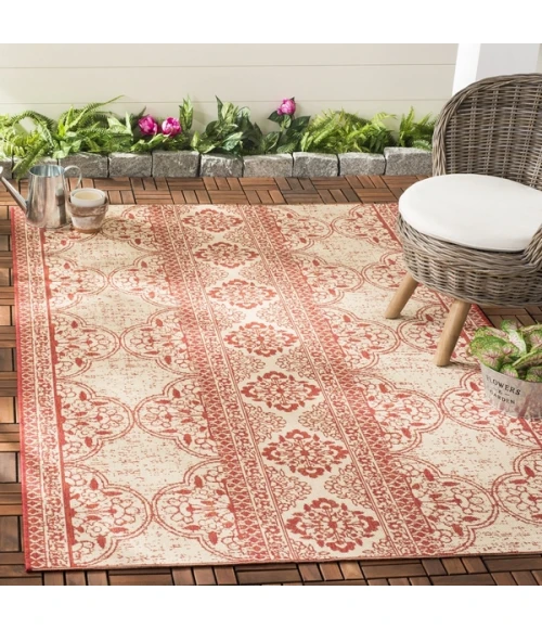 Safavieh Beach House BHS174 Red / Creme 8' X 10' Rectangle Area Rug