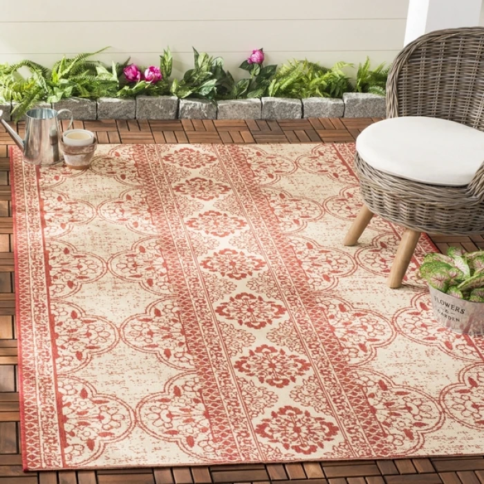 Safavieh Beach House BHS174 Red / Creme 8' X 10' Rectangle Area Rug