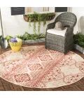 Safavieh Beach House BHS174 Red / Creme 4' X 4' Round Area Rug
