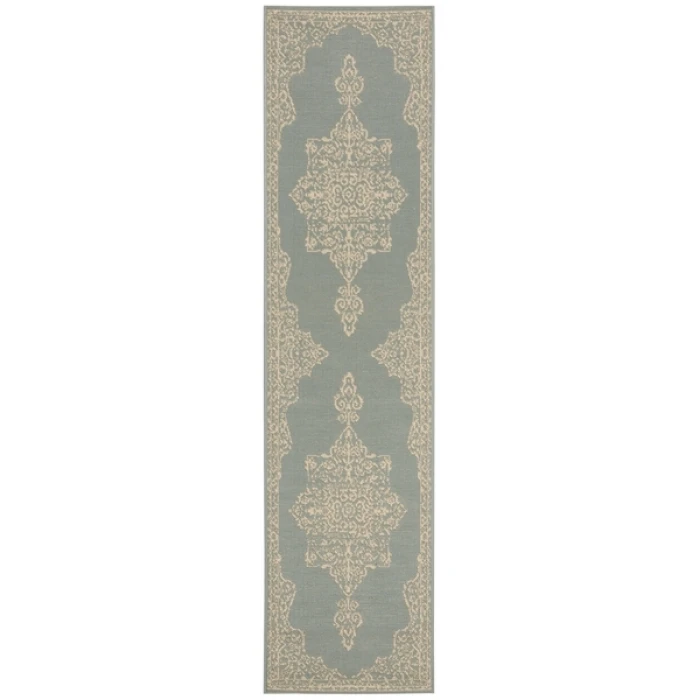 Safavieh Beach House BHS180 Cream / Aqua 2'-2" X 10' Runner Area Rug