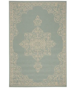 Safavieh Beach House BHS180 Cream / Aqua 2'-2" X 4' Accent Area Rug