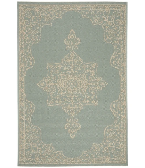 Safavieh Beach House BHS180 Cream / Aqua 2'-2" X 4' Accent Area Rug