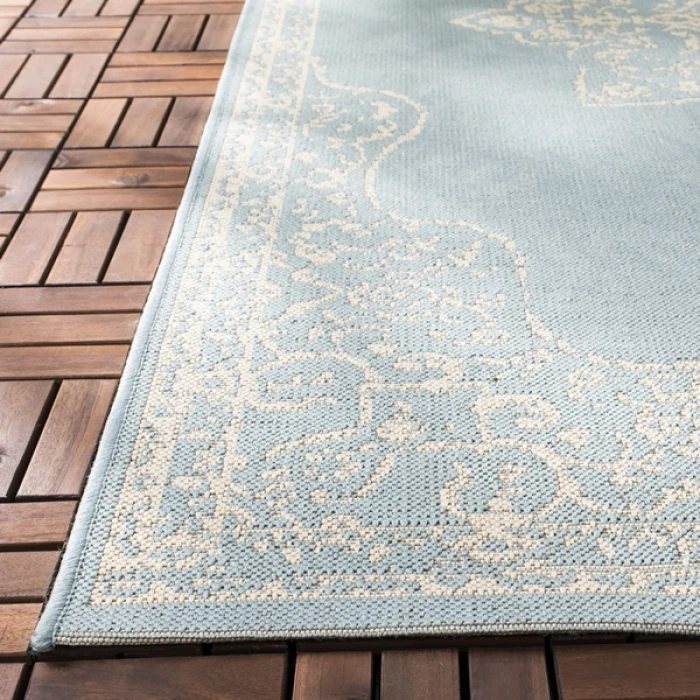 Safavieh Beach House BHS180 Cream / Aqua 2'-2" X 10' Runner Area Rug