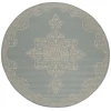 Safavieh Beach House BHS180 Cream / Aqua 8' X 8' Round Area Rug