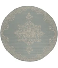 Safavieh Beach House BHS180 Cream / Aqua 8' X 8' Round Area Rug