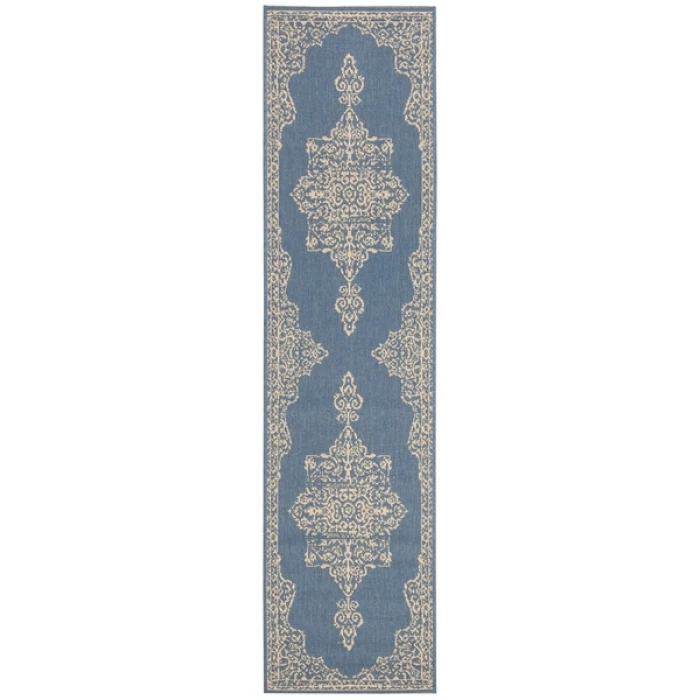 Safavieh Beach House BHS180 Cream / Blue 2'-2" X 8' Runner Area Rug