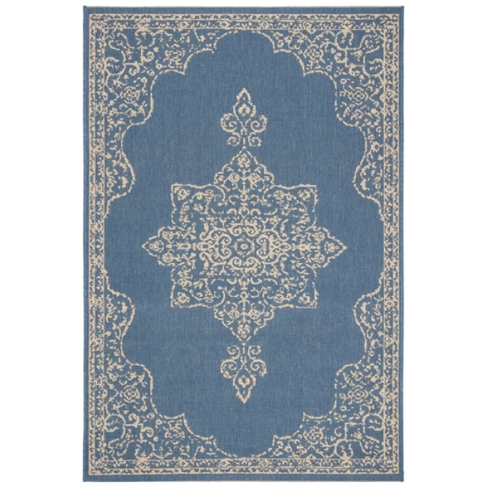 Safavieh Beach House BHS180 Cream / Blue 6'-7" X 6'-7" Square Area Rug