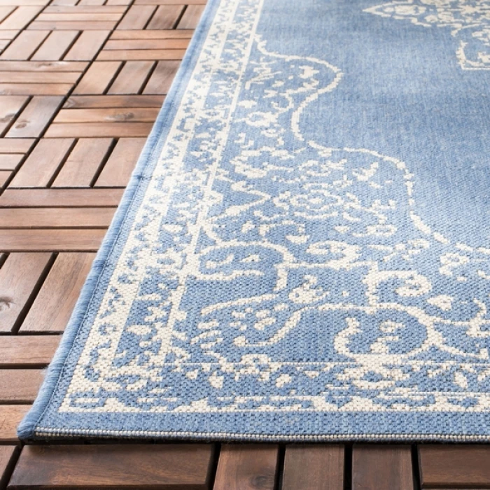 Safavieh Beach House BHS180 Cream / Blue 2'-2" X 8' Runner Area Rug