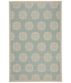 Safavieh Beach House BHS181 Aqua / Cream 6'-7" X 9'-2" Rectangle Area Rug