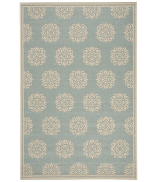 Safavieh Beach House BHS181 Aqua / Cream 6'-7" X 9'-2" Rectangle Area Rug