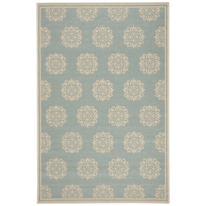 Safavieh Beach House BHS181 Aqua / Cream 4' X 6' Rectangle Area Rug
