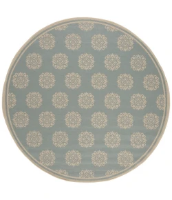 Safavieh Beach House BHS181 Aqua / Cream 8' X 8' Round Area Rug