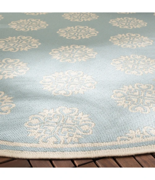 Safavieh Beach House BHS181 Aqua / Cream 6'-7" X 9'-2" Rectangle Area Rug