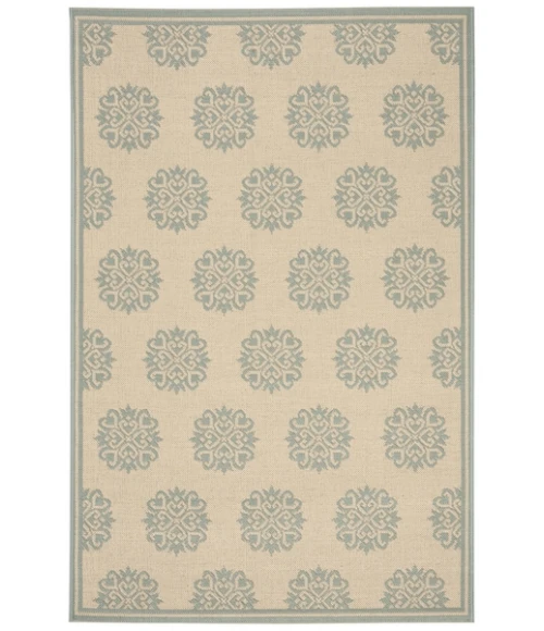 Safavieh Beach House BHS181 Cream / Aqua 3' X 5' Rectangle Area Rug