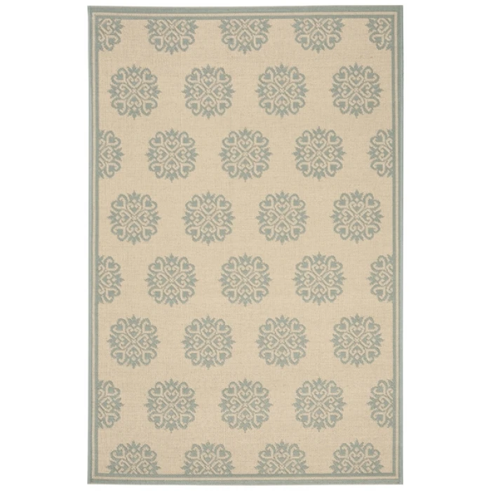 Safavieh Beach House BHS181 Cream / Aqua 6'-7" X 6'-7" Square Area Rug