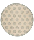 Safavieh Beach House BHS181 Cream / Aqua 8' X 8' Round Area Rug