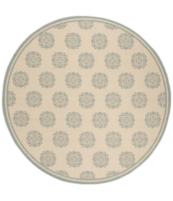 Safavieh Beach House BHS181 Cream / Aqua 4' X 4' Round Area Rug