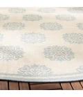 Safavieh Beach House BHS181 Cream / Aqua 8' X 8' Round Area Rug