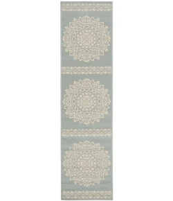 Safavieh Beach House BHS183 Cream / Aqua 2'-2" X 8' Runner Area Rug