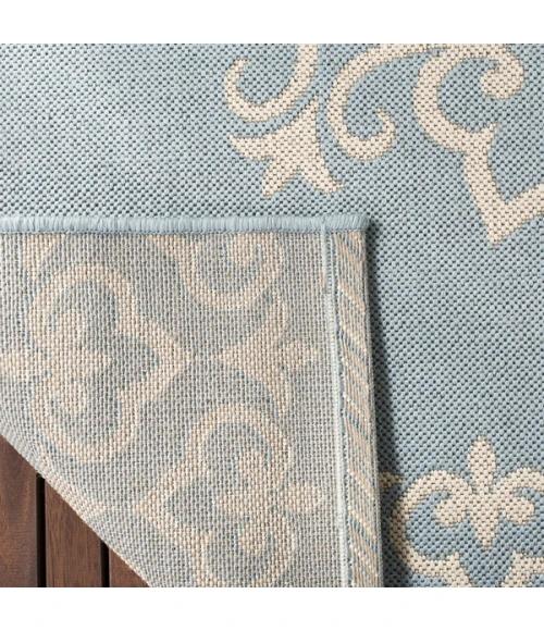 Safavieh Beach House BHS183 Cream / Aqua 8' X 8' Round Area Rug