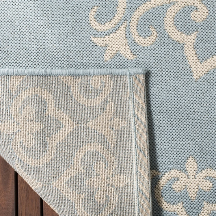 Safavieh Beach House BHS183 Cream / Aqua 4' X 4' Round Area Rug