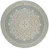 Safavieh Beach House BHS183 Cream / Aqua 8' X 8' Round Area Rug