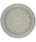 Safavieh Beach House BHS183 Cream / Aqua 8' X 8' Round Area Rug