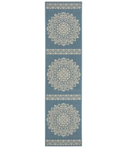 Safavieh Beach House BHS183 Cream / Blue 2'-2" X 12' Runner Area Rug
