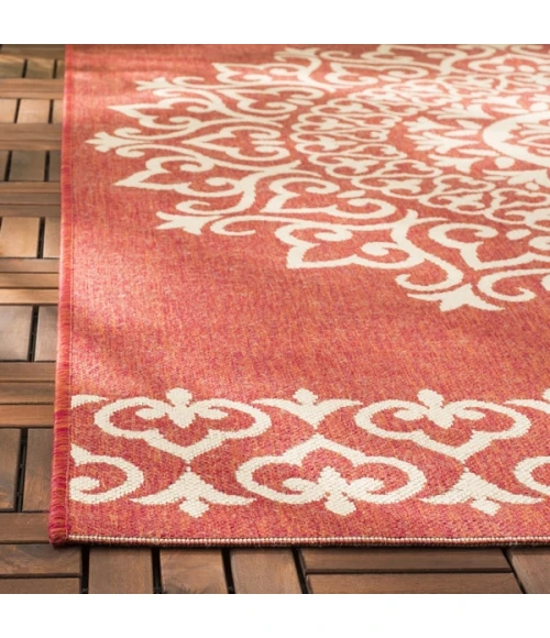 Safavieh Beach House BHS183 Red / Creme 2'-2" X 12' Runner Area Rug