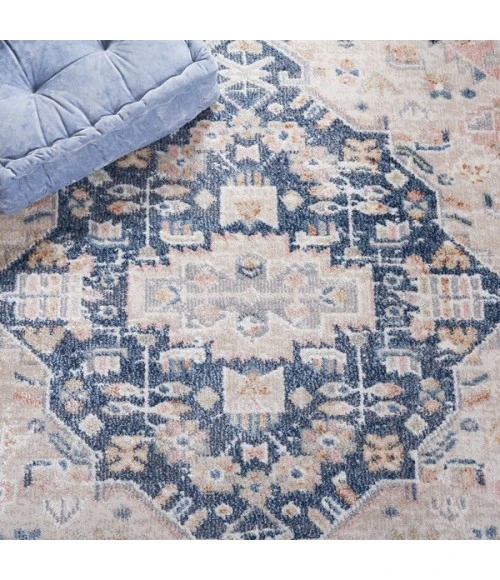 Safavieh Blair Washable BLR200 Beige / Navy 2'-2" X 8' Runner Area Rug