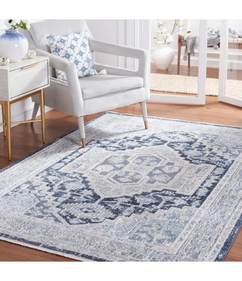 Safavieh Blair Washable BLR210 Beige / Navy 5'-3" X 7'-6" Rectangle Area Rug